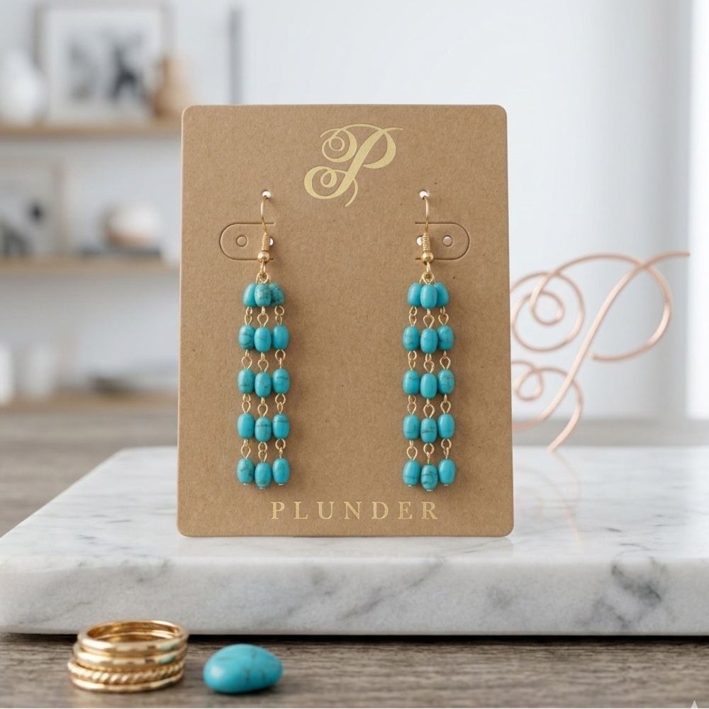 Plunder Design Fashion Jewelry Weslynn Turquoise Tassel Bead Drop Dangle Earring